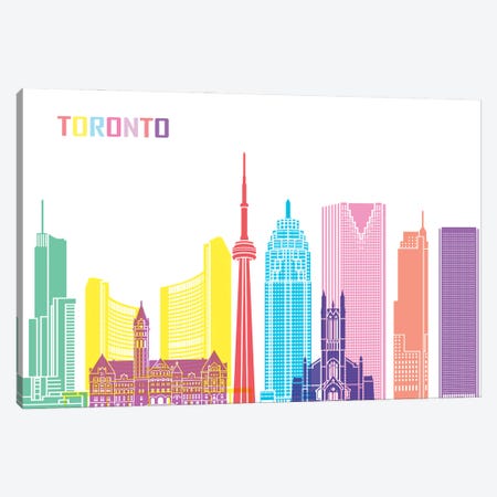 Toronto Skyline Pop Canvas Print #PUR2544} by Paul Rommer Canvas Wall Art
