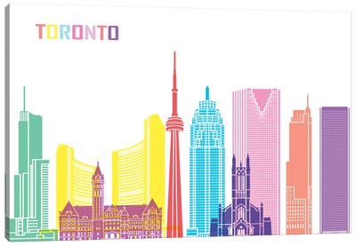 Toronto Skyline Pop Canvas Art Print - Ontario Art