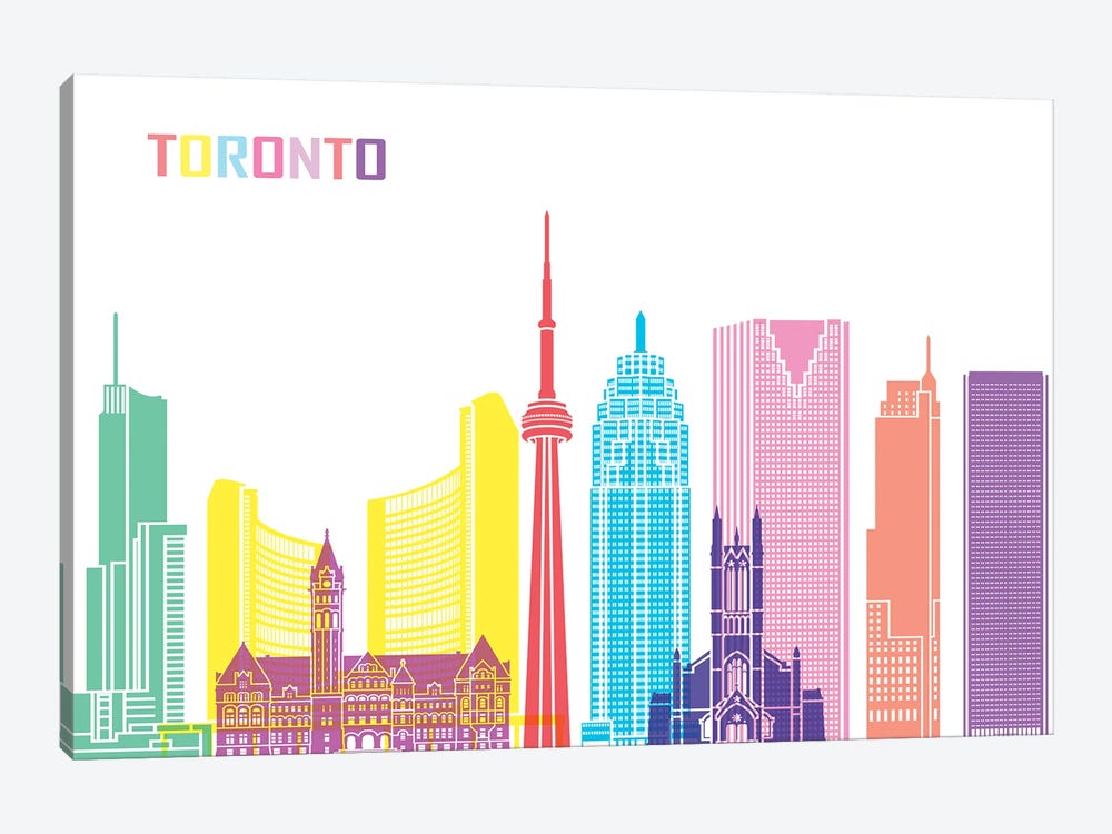 Toronto Skyline Pop by Paul Rommer 1-piece Canvas Wall Art