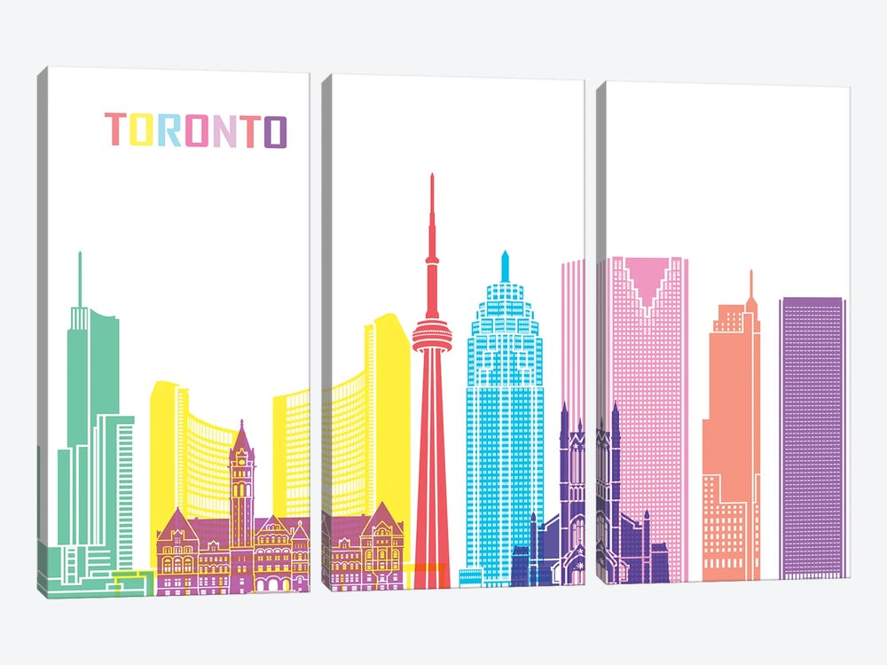 Toronto Skyline Pop by Paul Rommer 3-piece Canvas Artwork