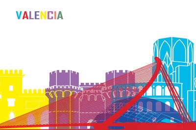 Valencia Skyline Pop by Paul Rommer multi panel art