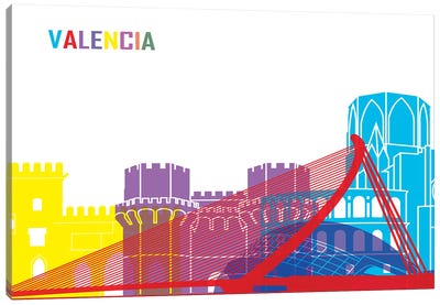 Valencia Skyline Pop Canvas Art Print