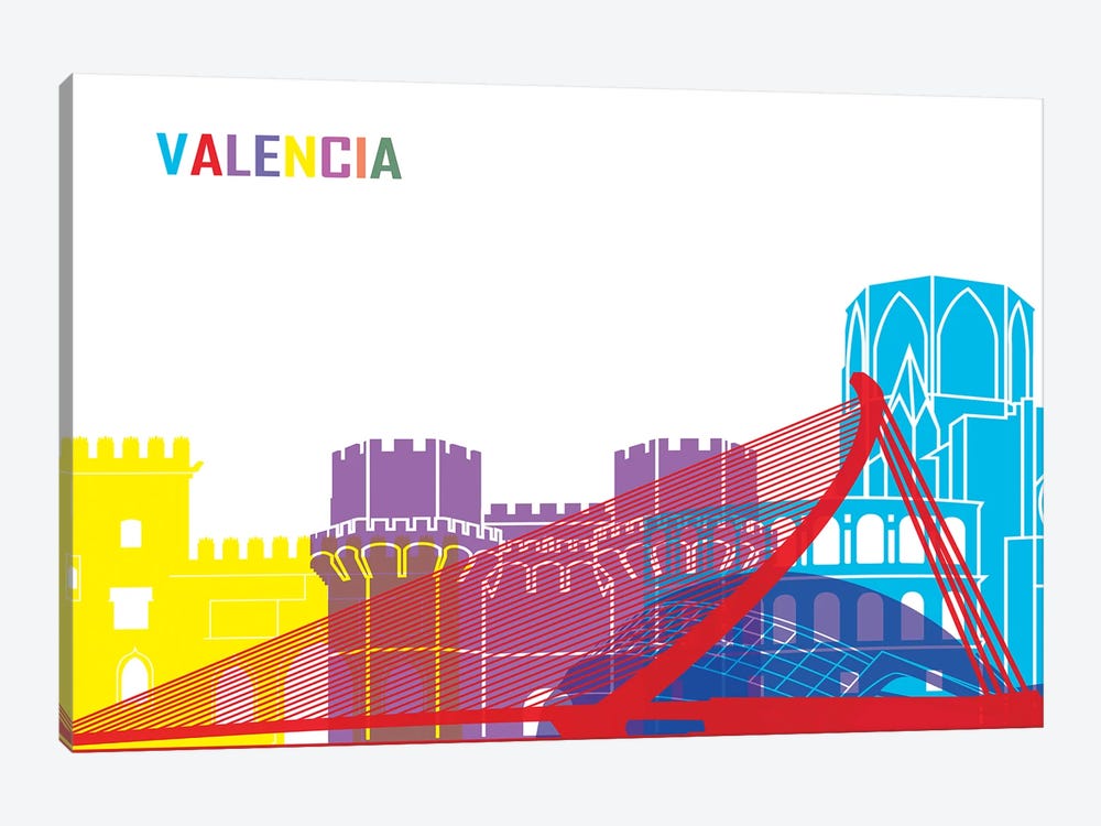 Valencia Skyline Pop by Paul Rommer 1-piece Canvas Art