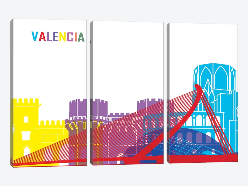 Valencia Skyline Pop by Paul Rommer 3-piece Canvas Art