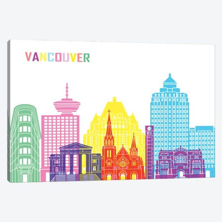 Vancouver II Skyline Pop Canvas Print #PUR2556} by Paul Rommer Canvas Art Print