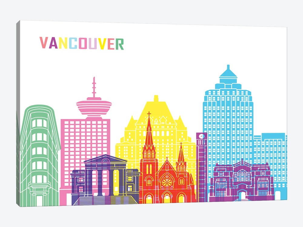 Vancouver II Skyline Pop by Paul Rommer 1-piece Canvas Print