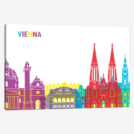 Vienna Skyline Pop Canvas Print #PUR2559} by Paul Rommer Canvas Wall Art