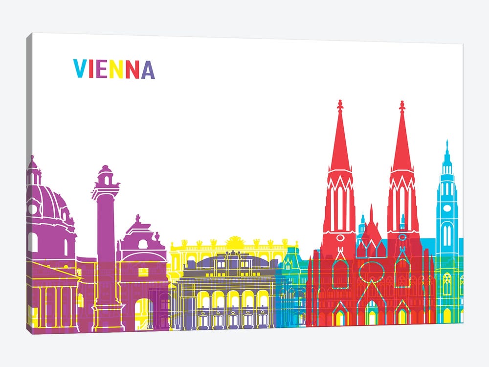 Vienna Skyline Pop by Paul Rommer 1-piece Canvas Art