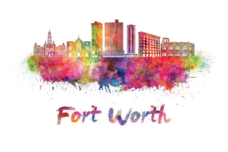 Fort Worth Skyline In Watercolor II