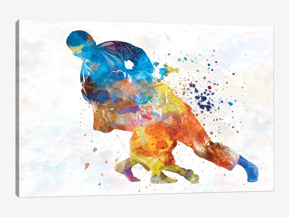 Judo Martial Art In Watercolor by Paul Rommer 1-piece Canvas Wall Art