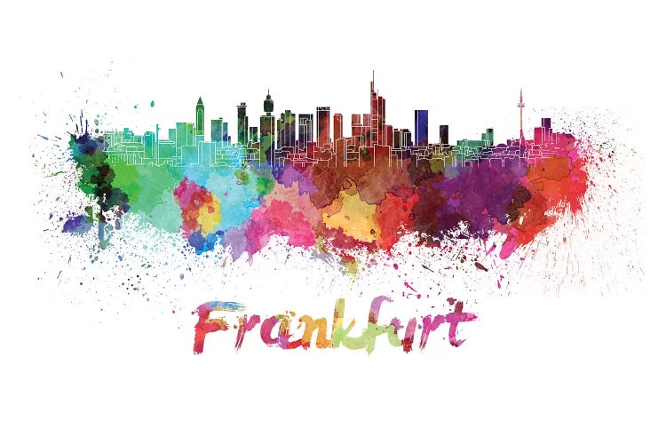 Frankfurt Skyline In Watercolor