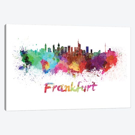 Frankfurt Skyline In Watercolor Canvas Print #PUR258} by Paul Rommer Art Print