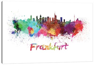 Frankfurt Skyline In Watercolor Canvas Art Print - Frankfurt