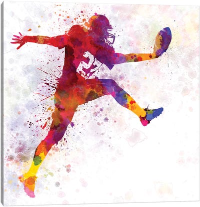 American Football Player Scoring Touchdown I Canvas Art Print - Football Art