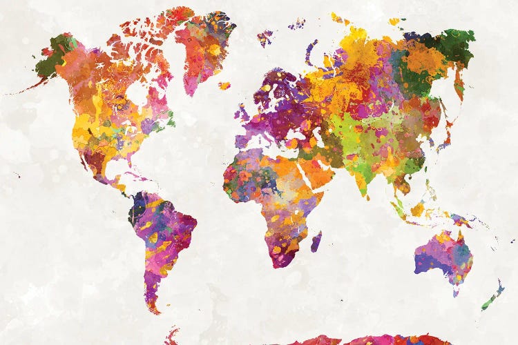 World Map In Watercolor VI by Paul Rommer wall art