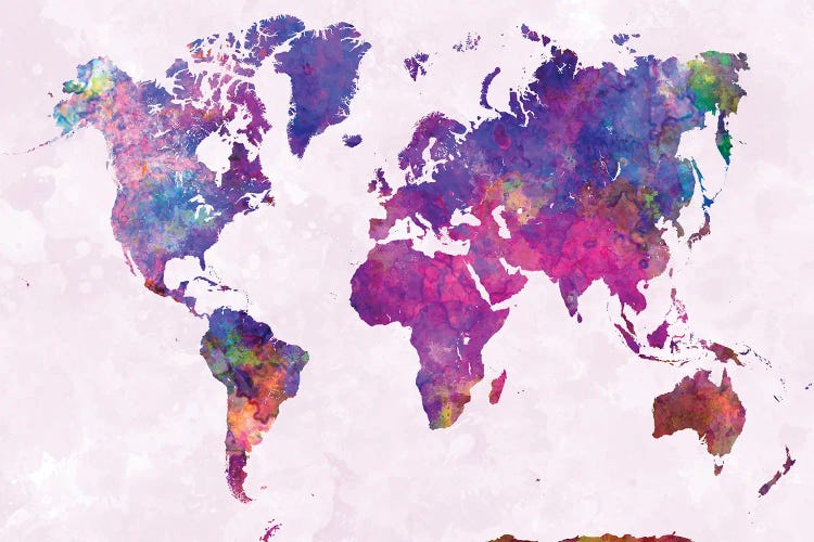 World Map In Watercolor VIII