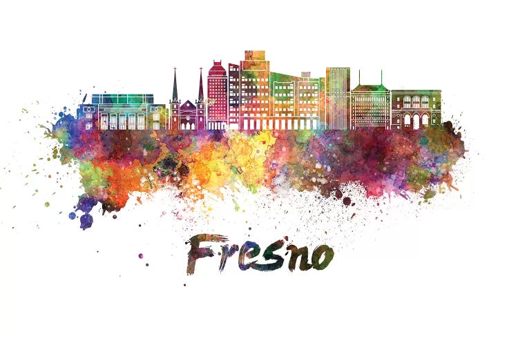Fresno Skyline In Watercolor II