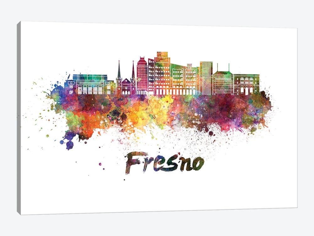 Fresno Skyline In Watercolor II by Paul Rommer 1-piece Art Print