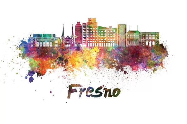 Fresno: Fresno Skyline In Watercolor II by Paul Rommer