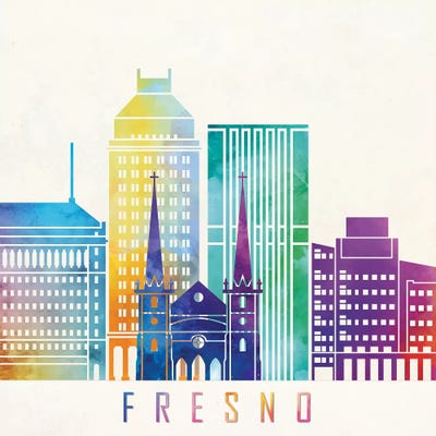 Fresno Watercolor Landmark by Paul Rommer art print