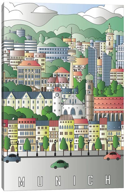 Munich City Poster Canvas Art Print
