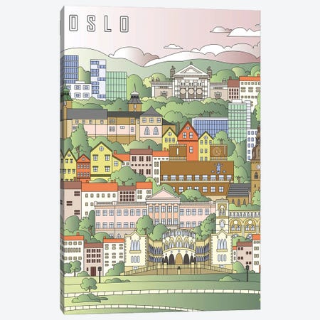 Oslo City Poster Canvas Print #PUR2689} by Paul Rommer Canvas Wall Art
