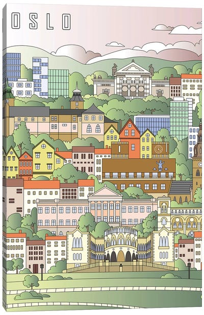 Oslo City Poster Canvas Art Print