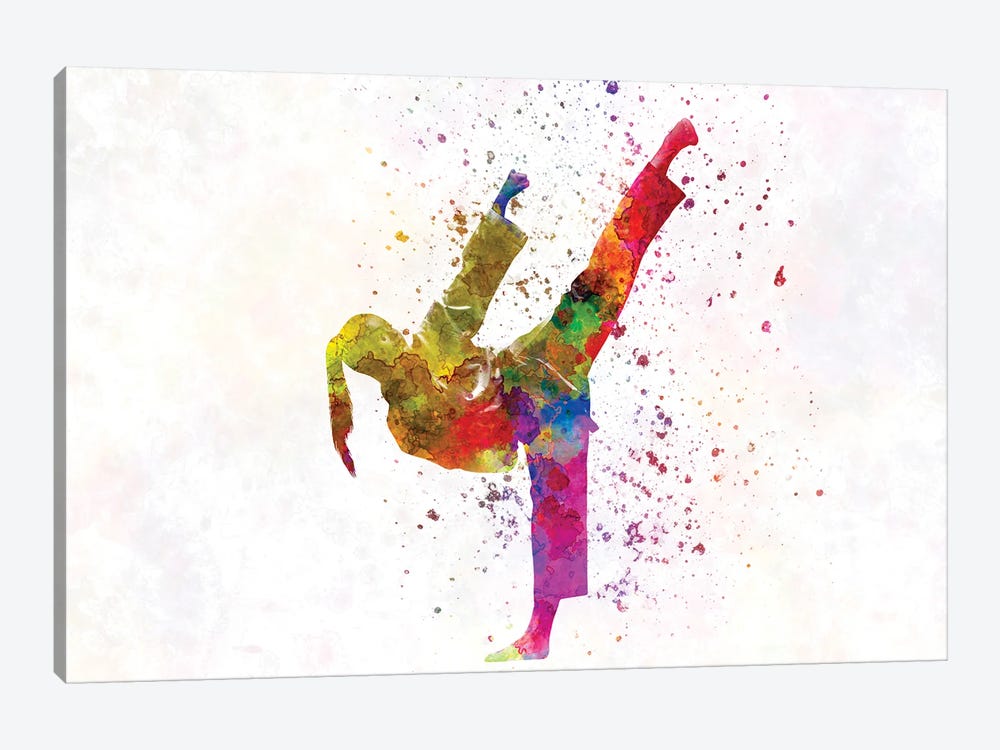 Woman Practices Judo In Watercolor II by Paul Rommer 1-piece Canvas Art Print