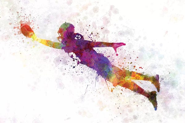Kids Sports Art: American Football Player Scoring Touchdown II by Paul Rommer