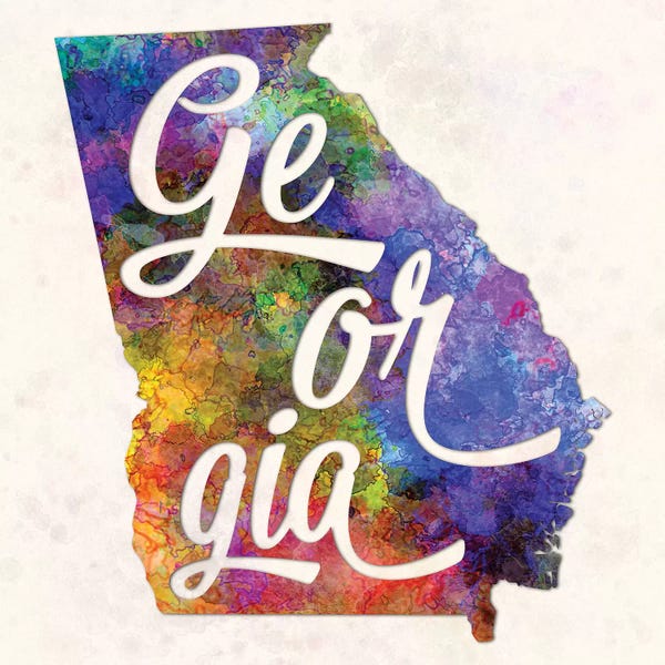 Georgia: Georgia US State In Watercolor Text Cut Out by Paul Rommer