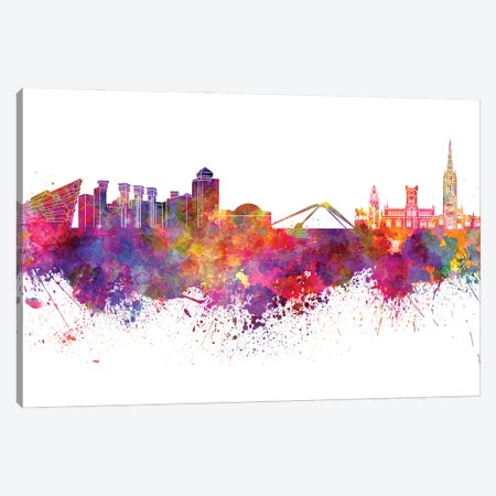 Coventry Skyline In Watercolor Canvas Print #PUR2779} by Paul Rommer Canvas Wall Art