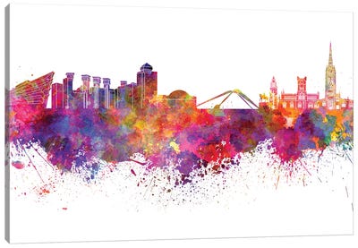 Coventry Skyline In Watercolor Canvas Art Print