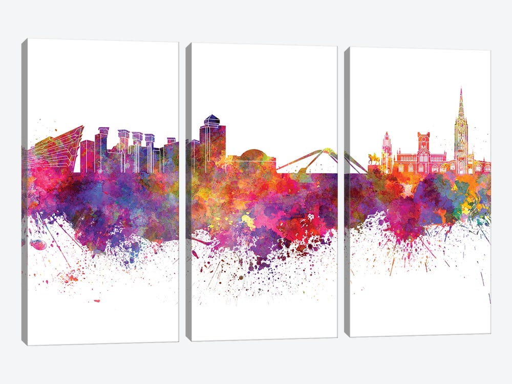 Coventry Skyline In Watercolor by Paul Rommer 3-piece Art Print