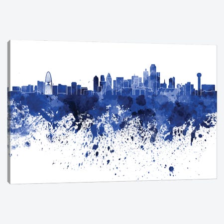 Dallas Skyline In Blue Canvas Print #PUR2782} by Paul Rommer Canvas Print