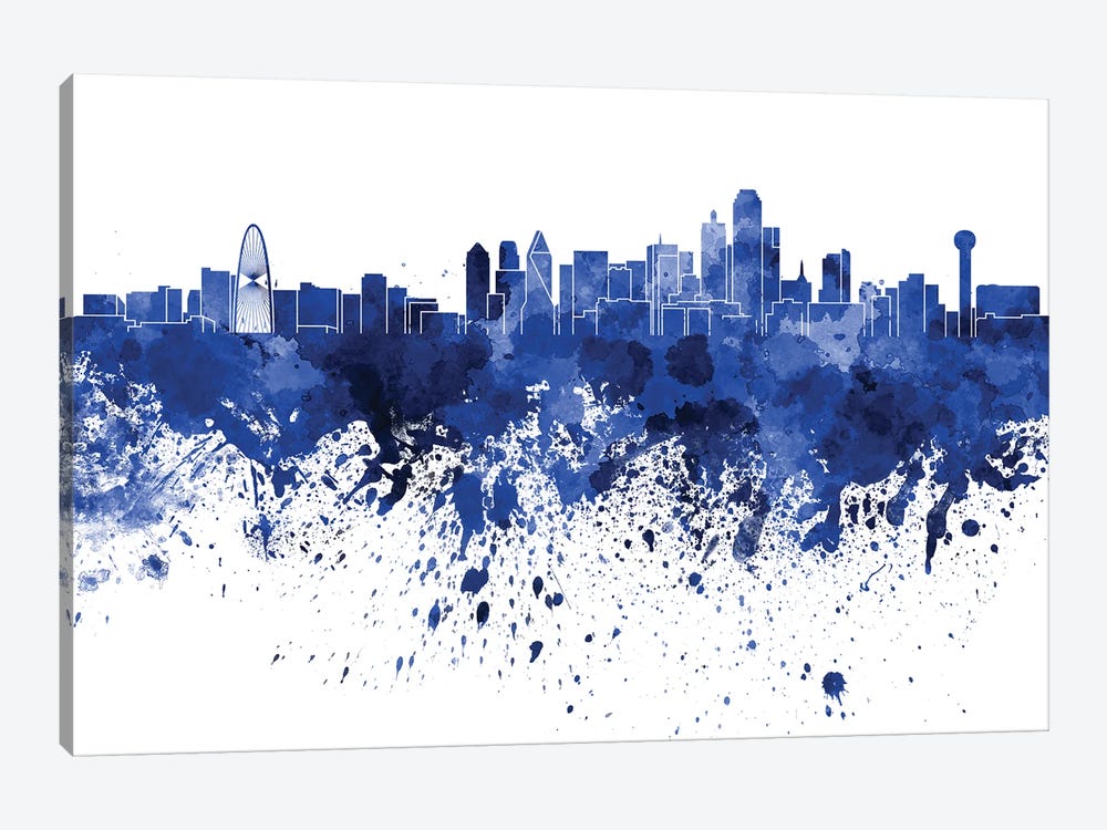 Dallas Skyline In Blue by Paul Rommer 1-piece Art Print