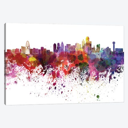 Dallas Skyline In Watercolor V-II Canvas Print #PUR2784} by Paul Rommer Canvas Art