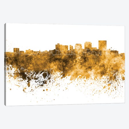 Dayton Skyline In Yellow Canvas Print #PUR2787} by Paul Rommer Canvas Art