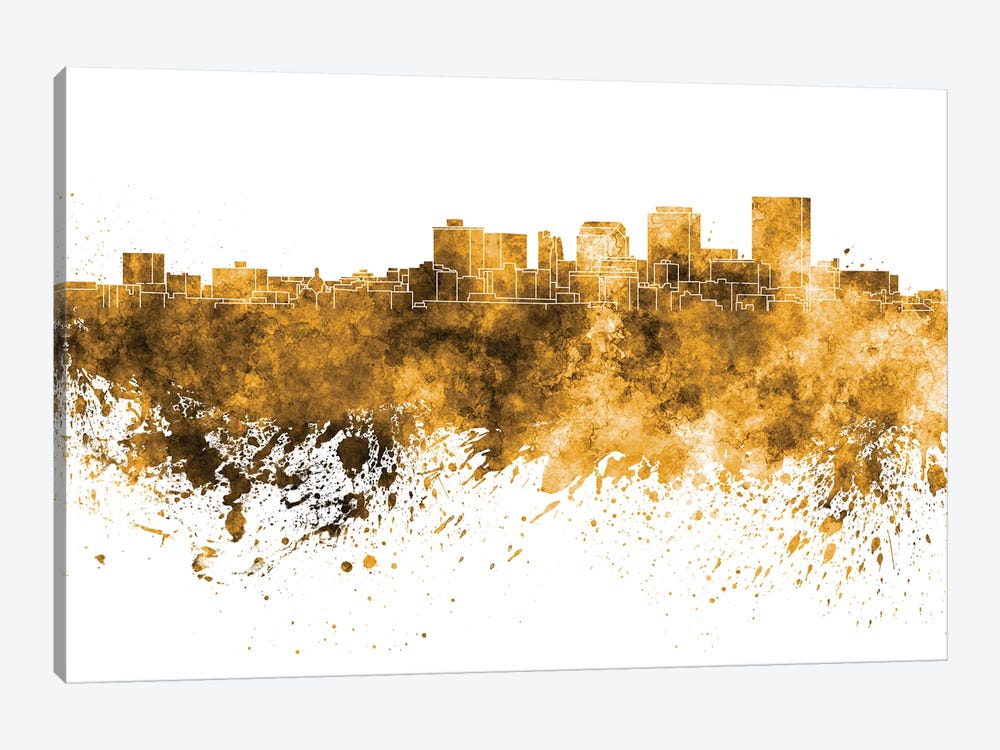 Dayton Skyline In Yellow by Paul Rommer 1-piece Canvas Artwork