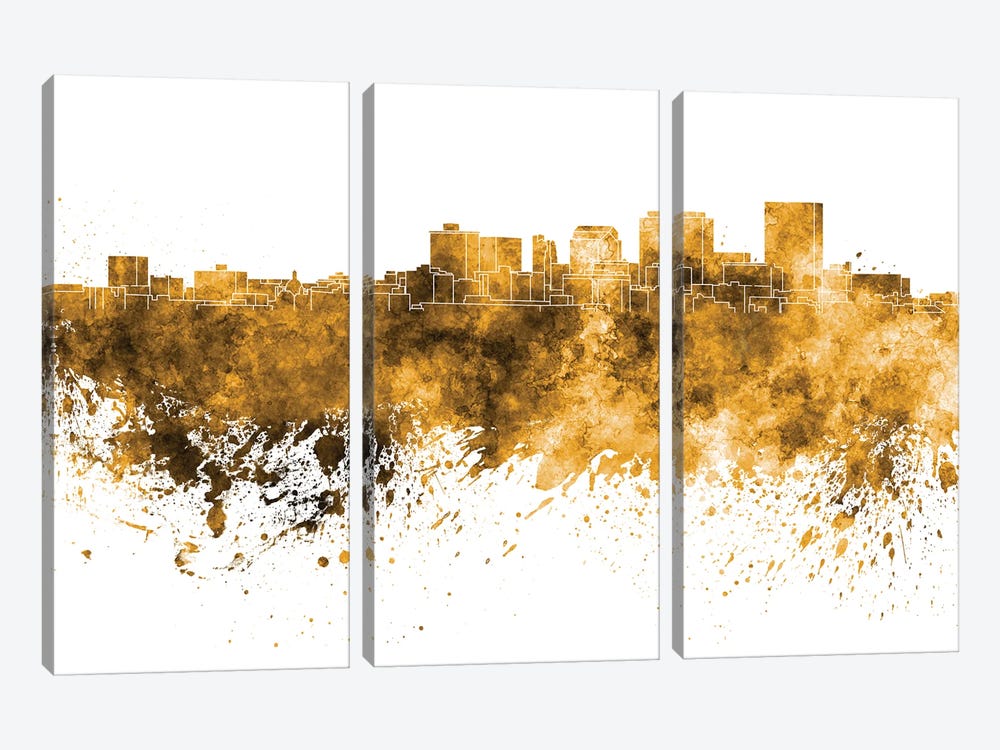 Dayton Skyline In Yellow by Paul Rommer 3-piece Canvas Wall Art