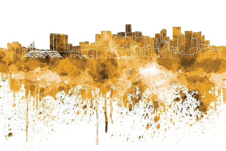 Denver Skyline In Yellow