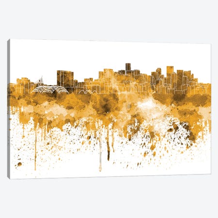 Denver Skyline In Yellow Canvas Print #PUR2790} by Paul Rommer Canvas Art