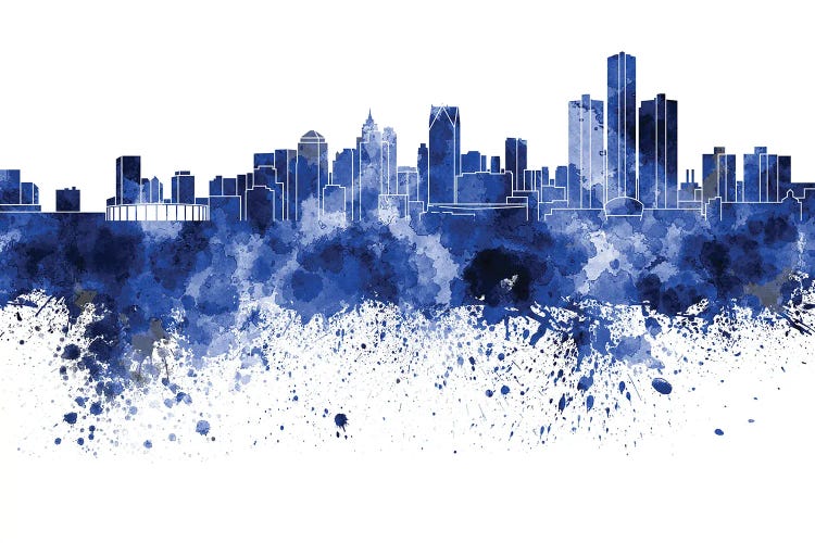 Detroit Skyline In Blue