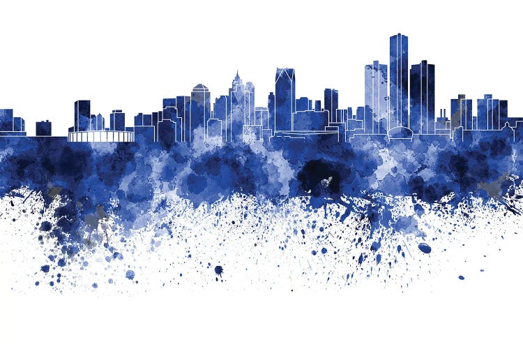 Detroit Skyline In Blue by Paul Rommer wall art