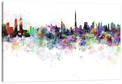 Dubai Skyline In Watercolor V-III Canvas Art Print - United Arab Emirates Art