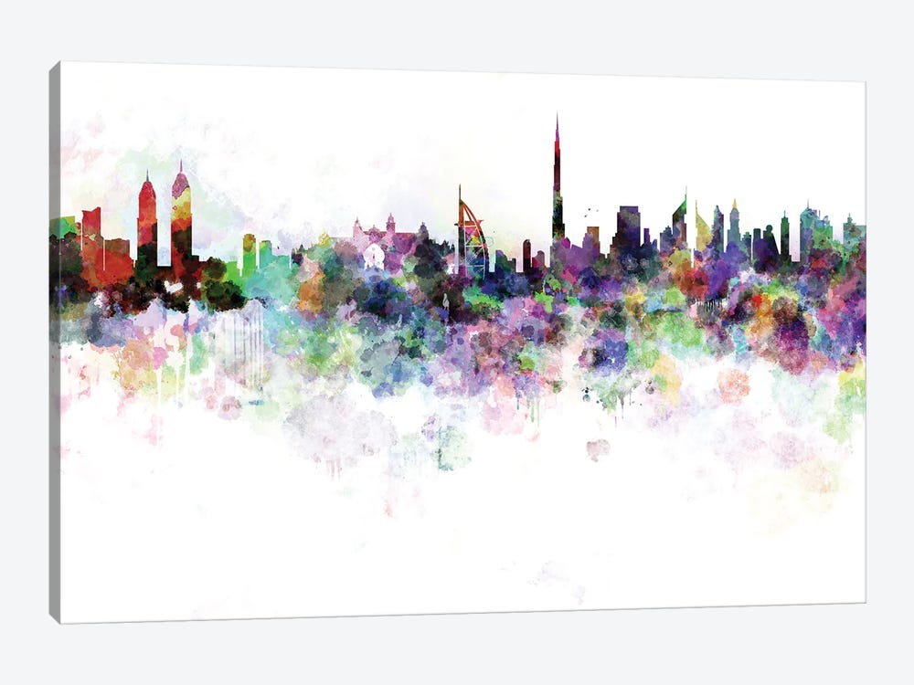 Dubai Skyline In Watercolor V-III by Paul Rommer 1-piece Canvas Print