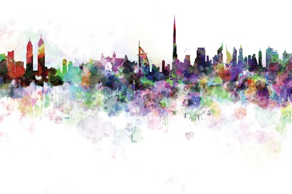 Dubai Skyline In Watercolor V-III