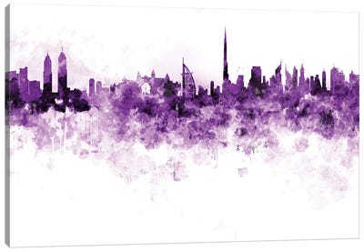 Dubai Skyline In Lilac Canvas Art Print - Dubai Art