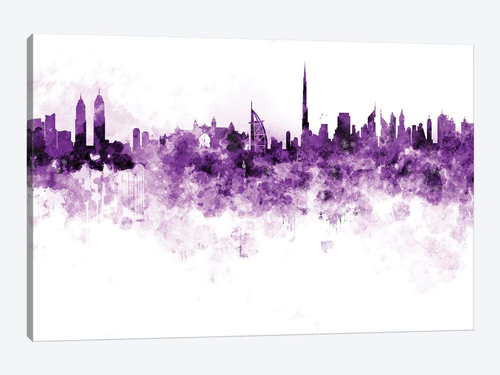 Dubai Skyline In Lilac by Paul Rommer 1-piece Canvas Print