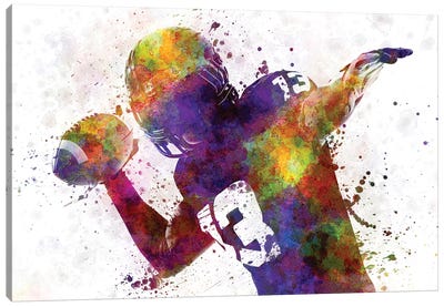 American Football Player Quarterback Passing Canvas Art Print - Football Art