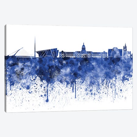 Dublin Skyline In Blue Canvas Print #PUR2801} by Paul Rommer Canvas Art